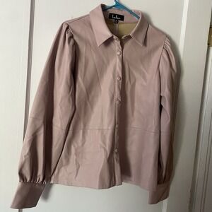Lulus Pink Purple Snap Up PU Faux leather‎ Medium M Jacket